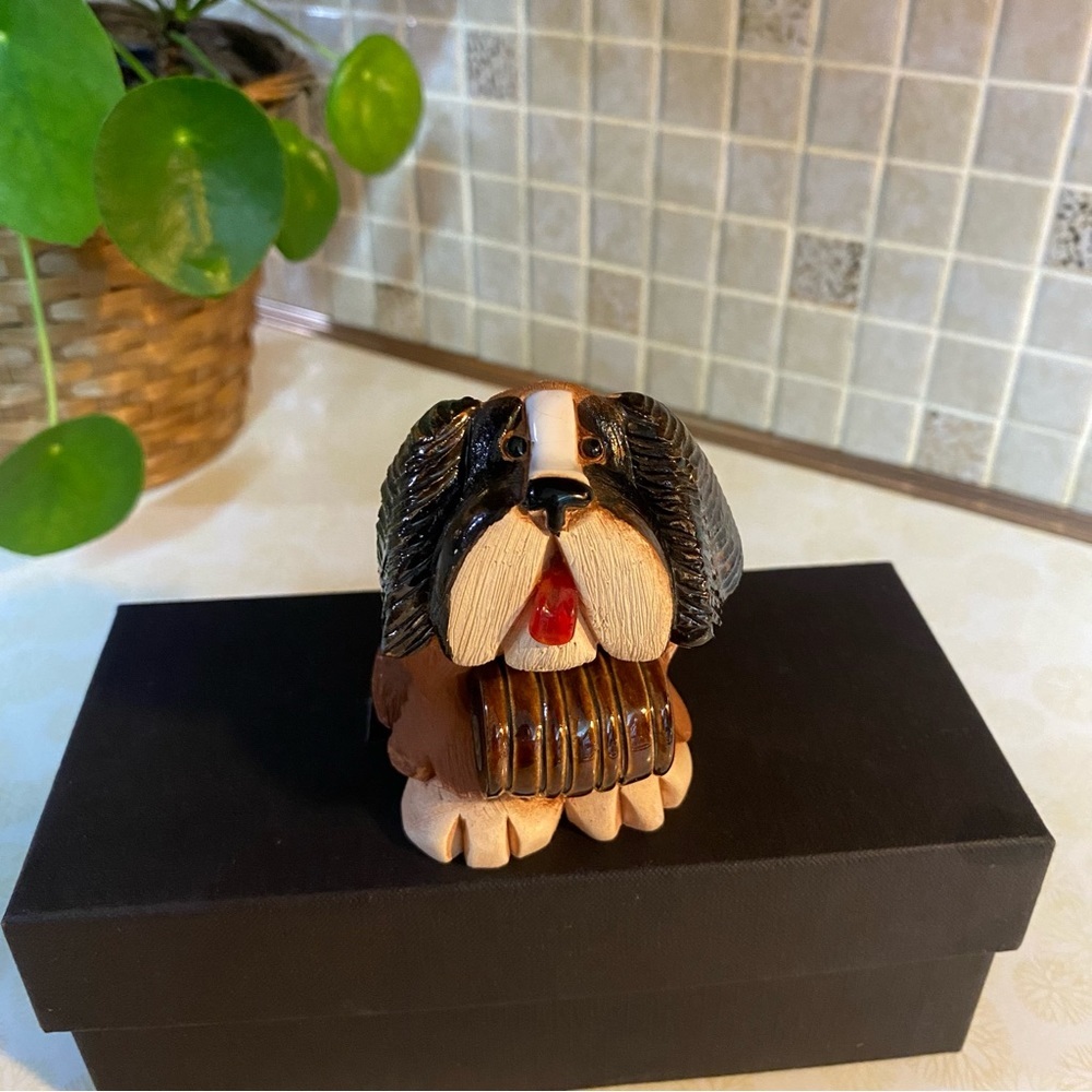 Vintage Artesania Rinconada Saint Bernard Dog Figurine Uruguay Art Pottery